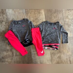 Nike Heather Gray and Bright Pink Baby Outfit Set